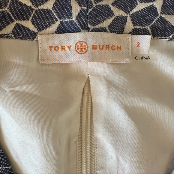 Tory Burch Navy Tessera Cut-out Dress Sateen Jacquard Size 2 - Picture 8 of 10